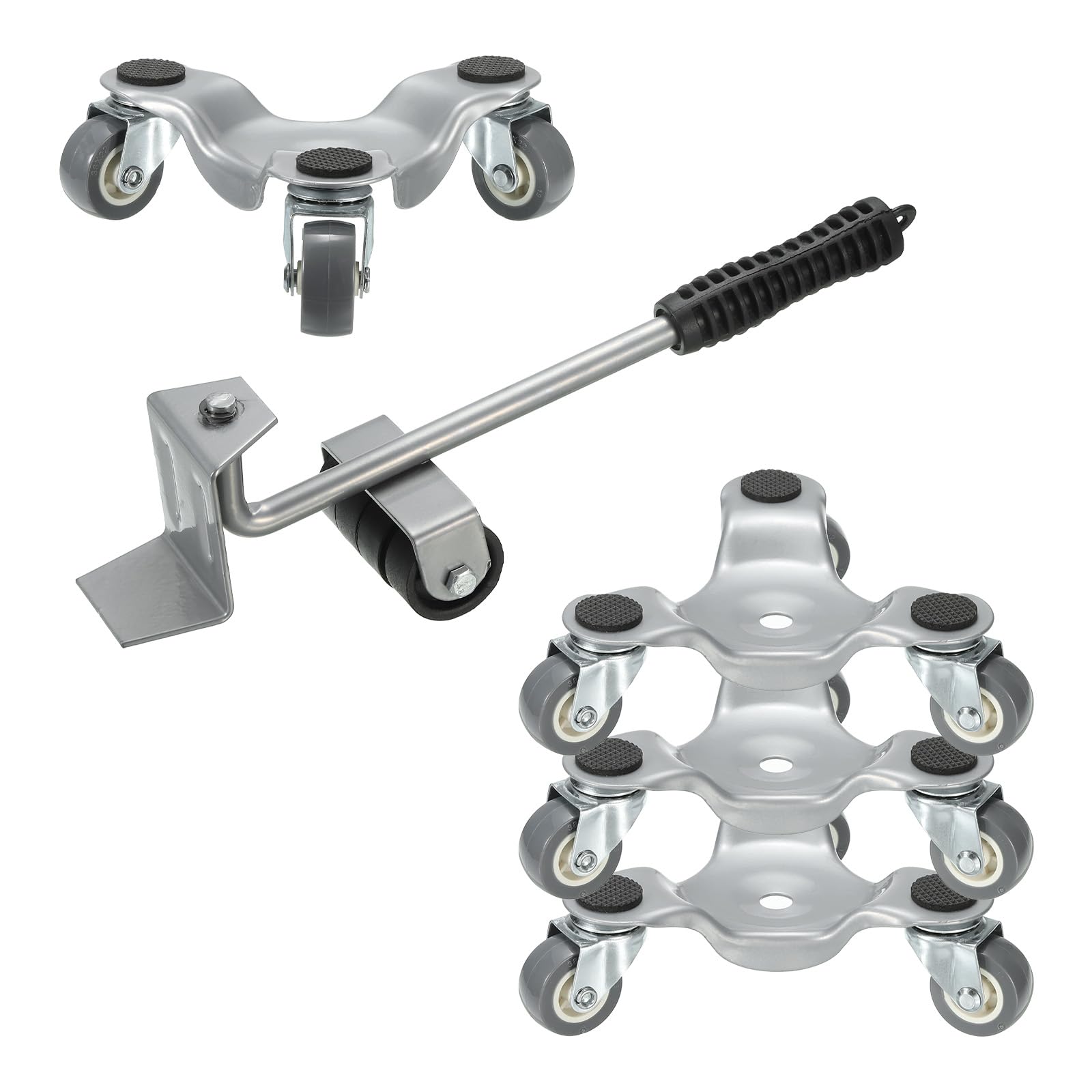 PATIKIL Furniture Mover Dolly, 4 Pack Furniture Triangle Moving Dolly with 3 Wheels 6-Inch Steel Movers Dolly, 200LB Load Capacity, Gray