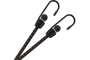 MARRTEUM Bungee Cords with Hooks 60 Inch Long Superior Latex Heavy Duty Elastic Straps [2PCS, Metal Hook]