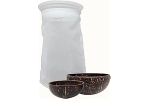 4KAY COLLECTIONS Premium Kava Strainer Bag with 2 Traditional Coconut Shell Cups - Reusable Kava Accessories Bundle - 3 Items