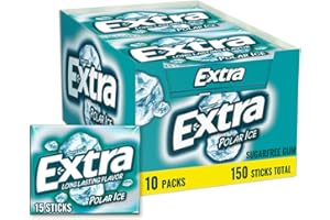 EXTRA Polar Ice Chewing Gum Packs, Sugar Free Gum in Bulk for Fresh Breath, 15 Sticks