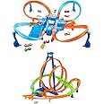 Hot Wheels Criss Cross Crash Track Set with Motorized Booster & 5 Crash Zones, 1:64 Scale Car