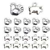 Opexicos 100Pcs Tiny Pig Charms Tiny Pig Double Sided 3D 10 x 9 mm and Hen Charms Chicken Pendants Antiqued Silver Tone Double Sided 13 x 13 mm Making DIY Handmade Accessories Craft