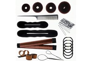 N+A PARFINER Hair Bun Maker Magic French Twist Hairstyle Clip Snap Bun Makers Hair Elastic Bands Pins With Comb Hair Styling Accessories … (Brown)