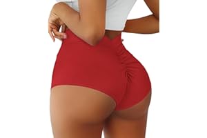 Boudaner Women's High Waist Yoga Booty Shorts V Back Scrunch Gym Workout Spandex Dance Hot Pants Butt Lifting Rave Bottoms