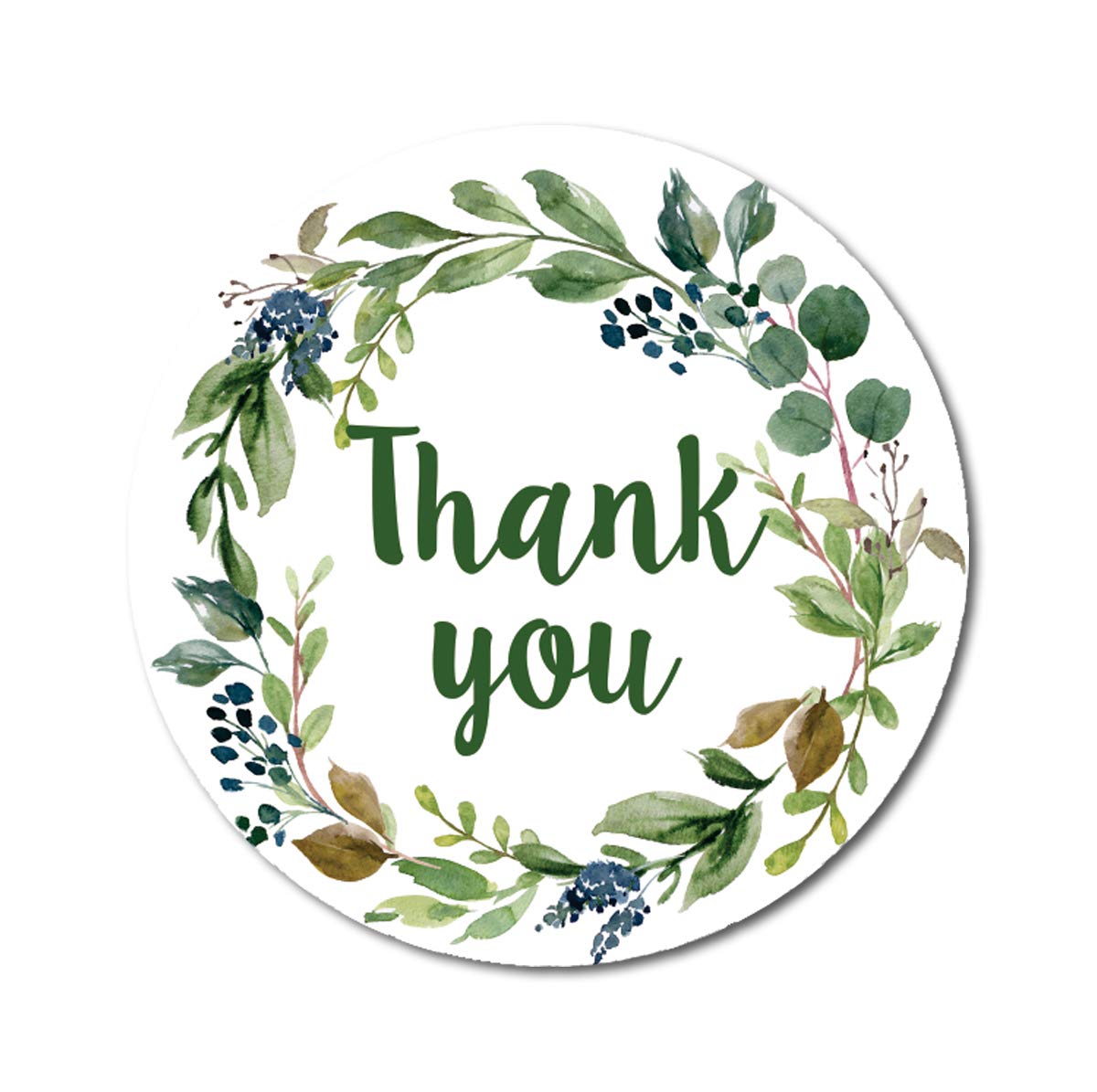 Darling Souvenir Non Customized 1.6 Inches Round DIY Botanical Wreath Thank You Stickers-45 Pcs