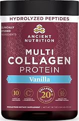 Ancient Nutrition Multi Collagen Protein, Hydrolyzed Peptides, Vanilla | Vitamin C, Probiotics, Grass-Fed Hydrolyzed Collagen
