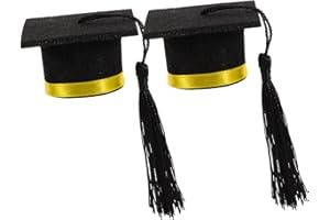 Alipis 2pcs Mini Graduation Cap Wine Bottle Toppers with Yellow Tassels, Graduation Party Beverage Bottle