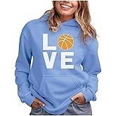Tstars Love Basketball Hoodie for Women and Teen Girls Graphic Hoodies Gift Idea for Players Coaches and Fans