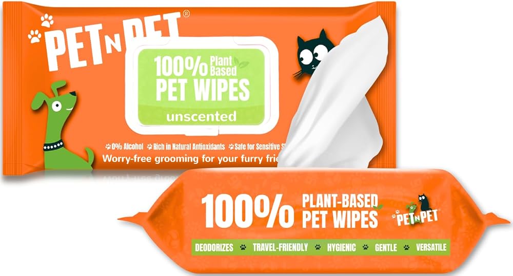 PET N PET Dog Wipes Thick 100% Plant Based Hypoallergenic 100 Count