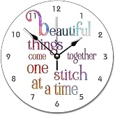 ArogGeld Sewing Knitting Wall Clock 10 Inch Wooden Round Wall Clock Battery Operated Large Wall Clock Silent Customized for Wedding Anniversary Clock Living Room, white, One Size (qlufxqr4bcmr)