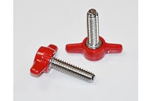 LOCEZY 3/8"-16 x 1" Thumb Screw Stainless Steel – Red Tee Wing Plastic Knob - Standard/Coarse Thread Thumbscrew Length of Bolt is 1" - Manufactured in The USA - Package of (2)