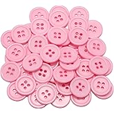 Lilaly 50 PCS 5/8 inch Resin Buttons for Crafts, 4 Holes Pink Buttons, for Sewing, DIY, Crafts Scrapbooking (Pink)