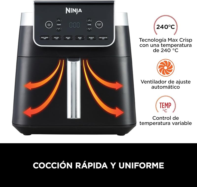 Air Fryer MAX PRO, 6,2L, sans huile, grand tiroir, rôtir, Noir