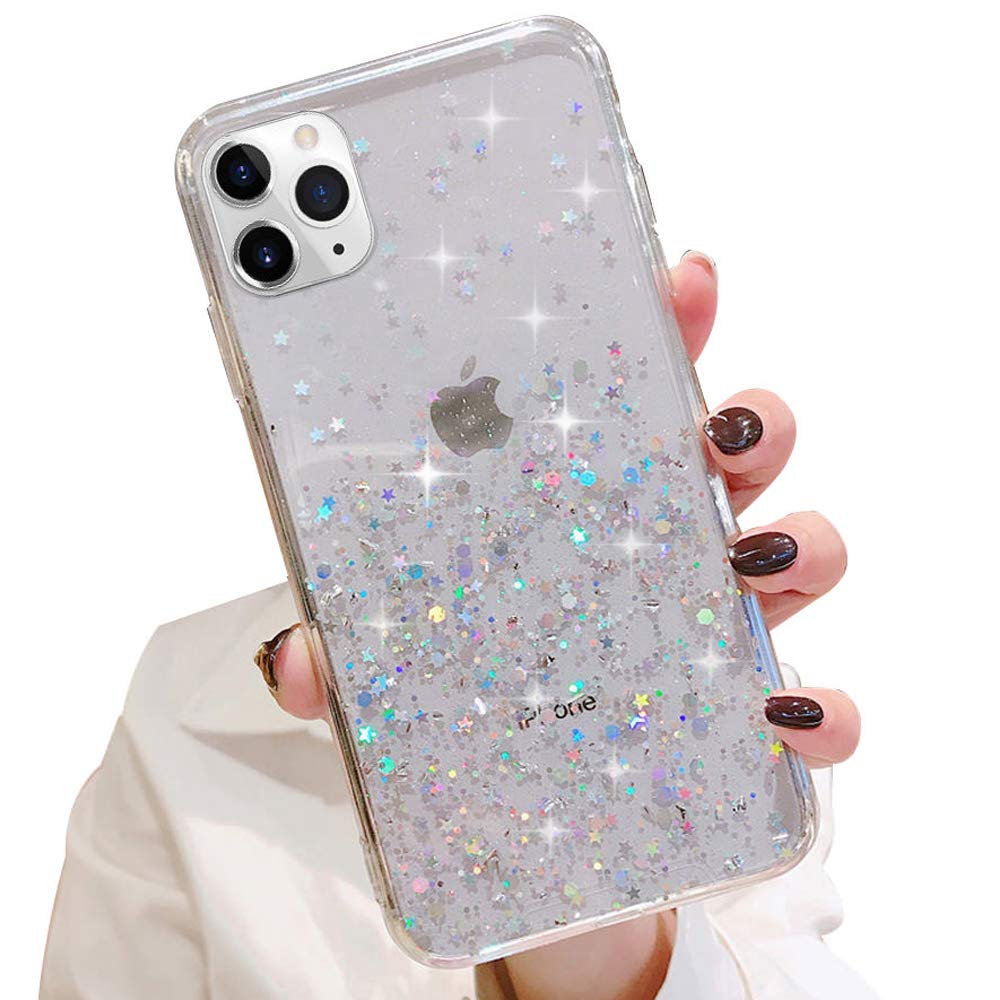 LCHULLE Case for iPhone 11(6.1 inch) Glitter Cover Paillette Case Sparkle Bling Bling Protective Case Clear TPU Bumper Silicone Case Back Cases Cover Transparent — image 1