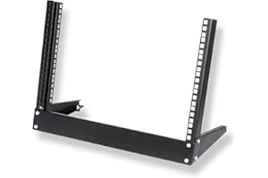 TIMIK Open Frame Two Post Desktop 19” Rack, 3U – Black, Electro Galvanized Steel, Compact Desktop Mount Frame for Network, Se