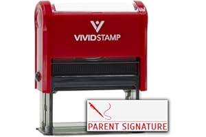 PARENT SIGNATURE Teacher Self Inking Rubber Stamp (Red Ink) - Medium