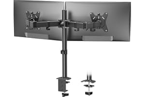 HUANUO Dual Monitor Stand for 13-30 Inch Screens | 22lbs Per Arm| 75x75mm & 100x100mm VESA | C-Clamp & Grommet Mount | Includ