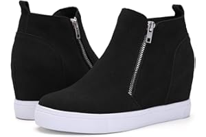 Athlefit Women's Wedge Sneakers Hidden Heel Platform Wedge Booties Hidden Wedgie Sneakers