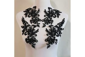 FEEPOP 2 Pairs of Embroidered Lace and Decal Wedding Dress Accessories for Lace Accessories (Black)