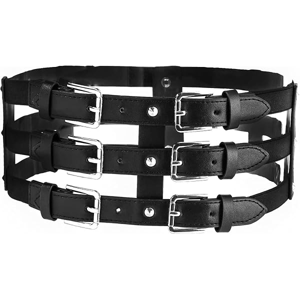 Eigso Punk Leather Goth Belt for Women Men Retro Vintage 