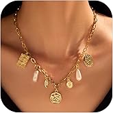 Gold Charm Necklace for Women Pearl Bow Seashell Necklaces Beachy Starfish Shell Necklace Pendant Beach Jewelry for Women Summer Accessories Surfer Jewelry Gifts for Vacation