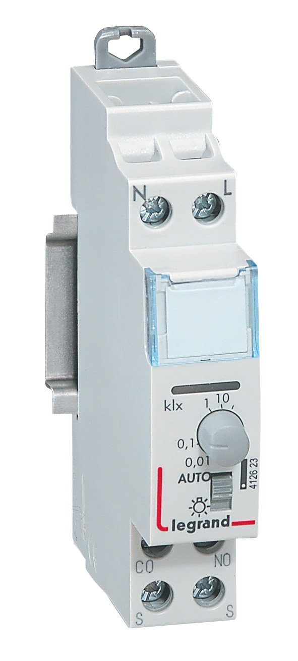 Legrand 412623 Standard Modular Twilight Switch, Output 16A 250V, Comes with Photoelectric Cell, 1 Module