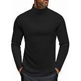 Ekouaer Mens Turtleneck Long Sleeve Shirts Lightweight Undershirt Pullover | Turtle Neck, Basic Thermal Sweater, Fleece Lined, Casual Tops, Mens Winter Clothes