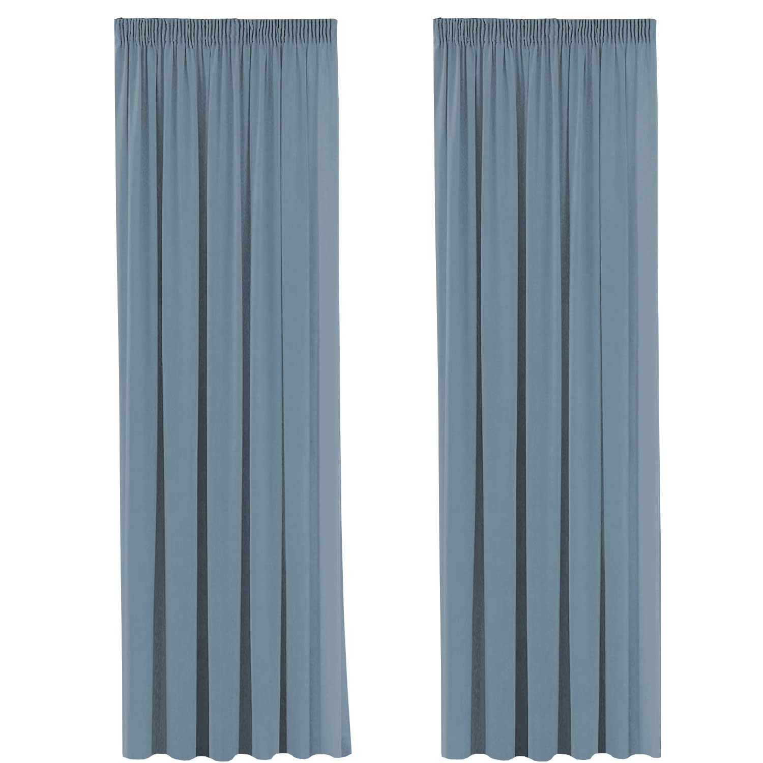 H.Versailtex 2 Panels Citadel Blackout Curtains Thermal Insulated Pencil Pleat Long Curtain Drapes Room Darkening & Energy Saving for Bedroom/Kitchen with Two Matching Tiebacks, 90" Width x 90" Drop