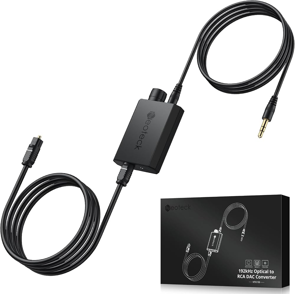 Neoteck 192kHz Optical to 3.5mm DAC with Volume Control USB Powered