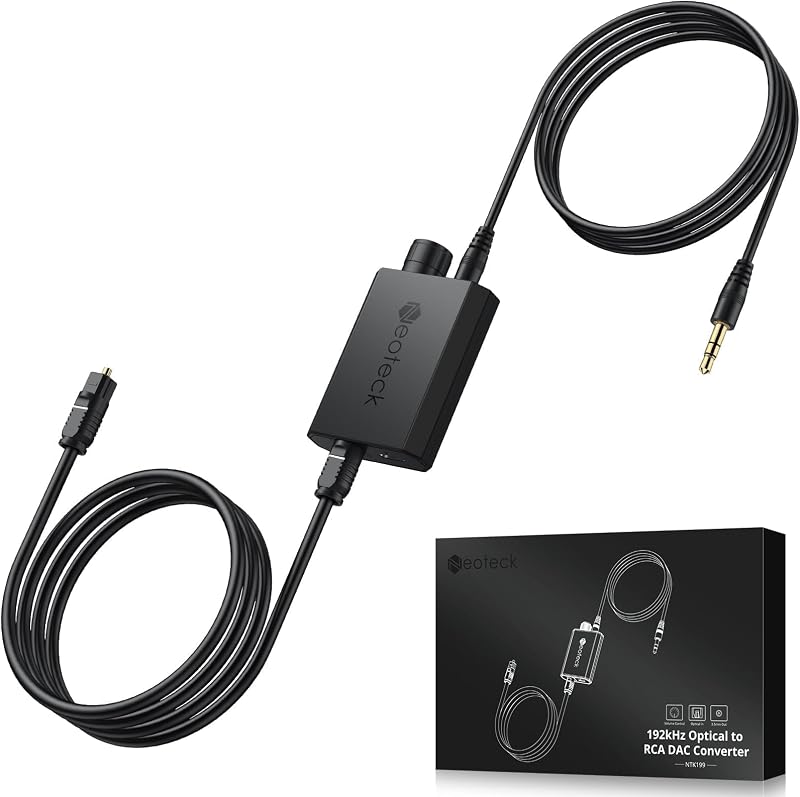 Neoteck 192kHz Optical to 3.5mm DAC with Volume Control USB Powered