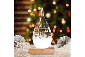 G GGPOWER Christmas Snow Globe Storm Glass Weather Predictor Weather Storm Glass Decorative Bottle Withe a Solid Wooden Base Weather Stations Office Home Tabletop Decor Festival Christmas Gifts for Men (XL)