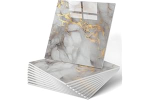 WADILE 20pcs Waterproof Peel and Stick Marble Wall Tiles, 11.8"x11.8" Self-Adhesive PVC Panels for Bathroom, Kitchen, and Living Room Gold (Not Real Tile)