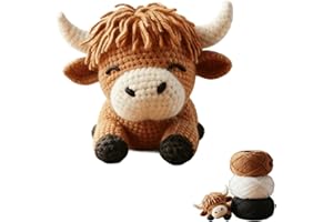Diy Handmade Lazy Cow Crochet Kit, Highland Cow Crochet Kits, Lazy Cows Crochet Animal Kit, Cows Crochet Kit with Yarn and Cr