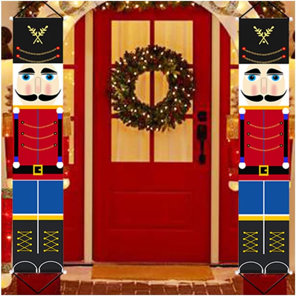 Nutcrackers - Jolik Christmas Nutcracker Banner Decorations Outdoor - 6.2ft Solider Nutcracker Christmas Banner for Front Door Yard Porch Garden Indoor Kids Party