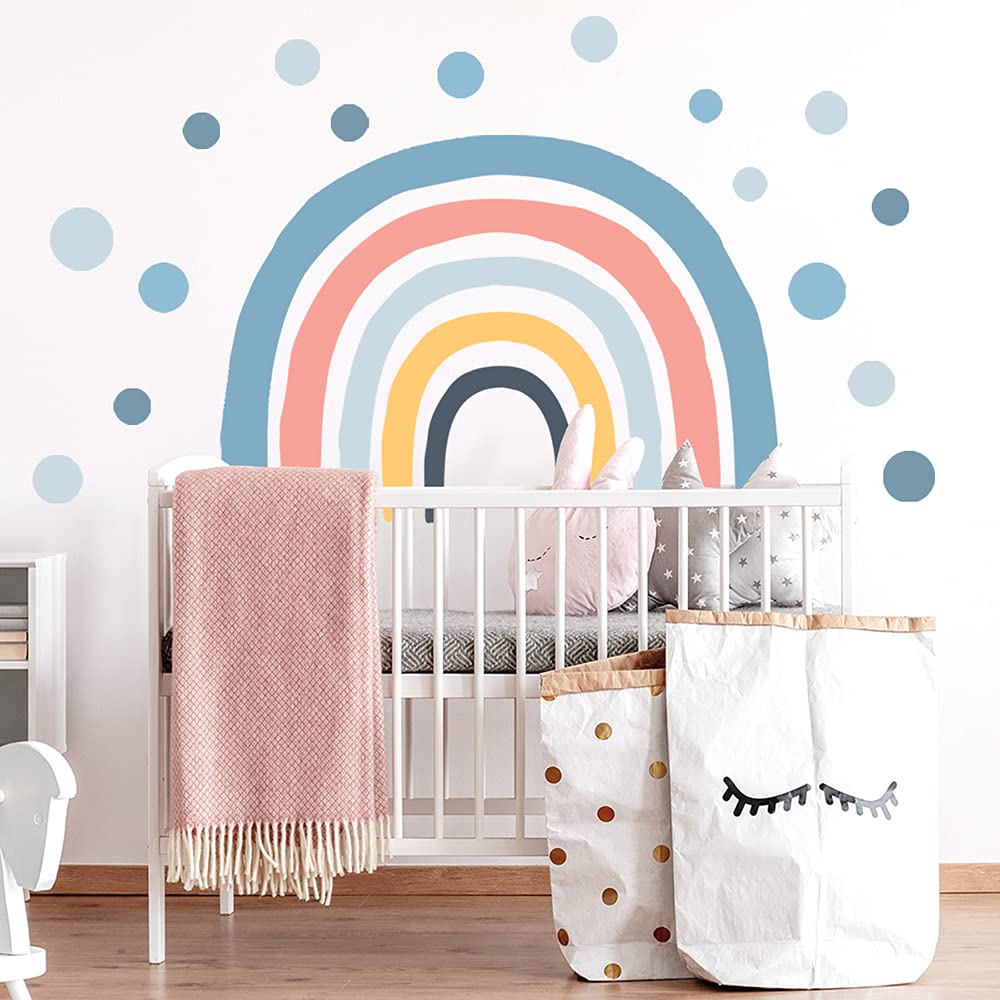 Buer Homie Large Rainbow Wall Stickers, Wall Stickers for Bedrooms for Girls, Rainbow Nursery Wall Decal