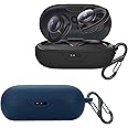 [2 Pack] easyBee Case Compatible with Soundcore Sport X10 Bluetooth Headphone Charging Cover with 2 Keychain, Soft Liquid Silicone Ultra Thin Shockproof Protective Kit - Black Blue