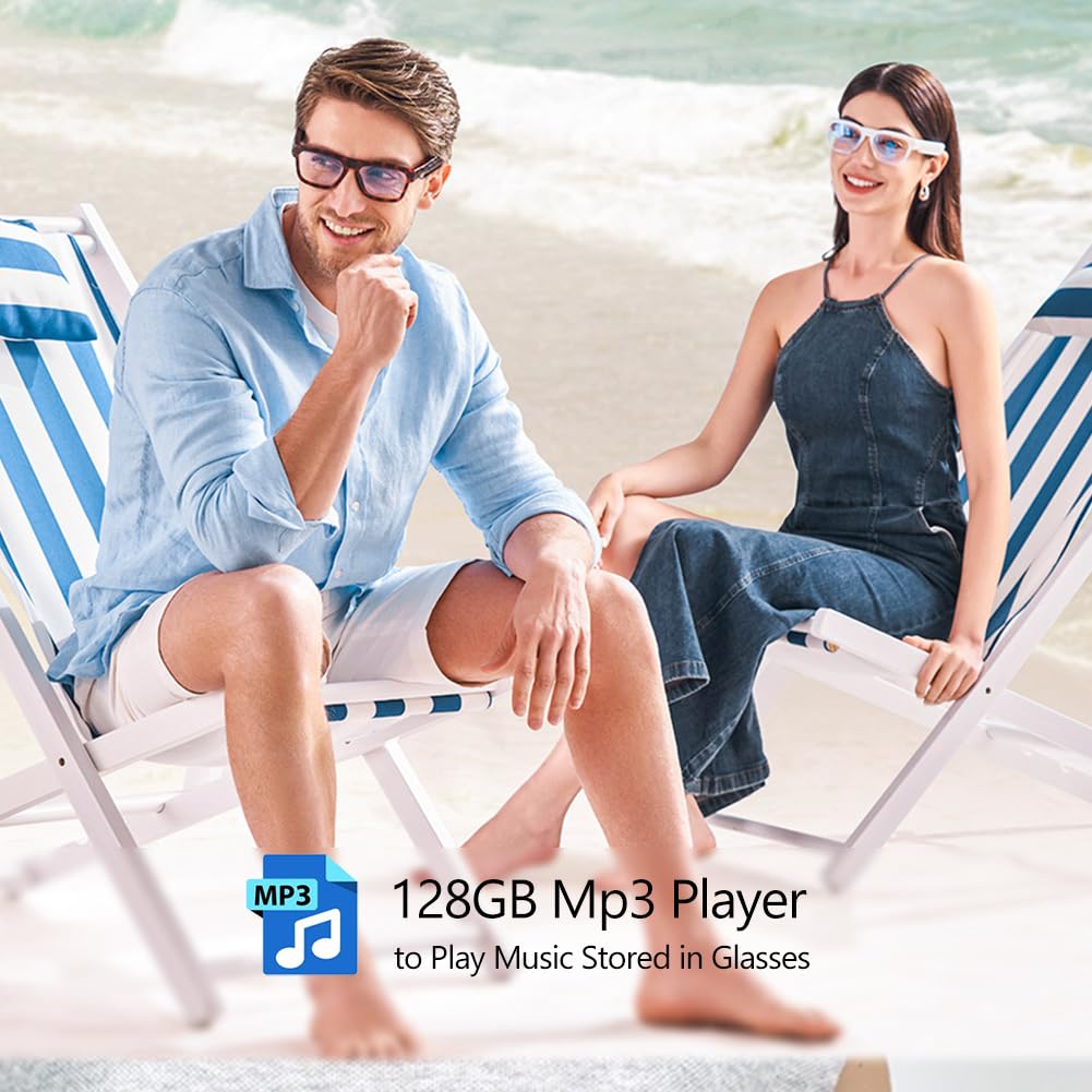 OhO Smart Glasses,32G MP3 Bluetooth Sunglasses with Open Ear Speaker Headphone, Indoor&Outdoor Sports,Polarized UV Protection,For Men Women