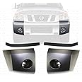 New Front Bumper Primed End Caps + Filler Left Driver & Right Passenger Side For 2004-2007 Nissan Armada Titan Direct Replacement 620247S220 620257S220 622357S300 622347S300