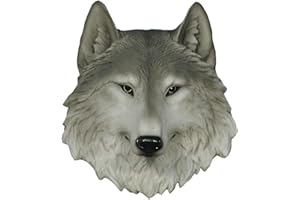 DWK Animal Wolf Head Spirit Totem Hanging Wall Sculpture | Wall Art for your Home | Animal Rustic Home Décor | Faux Taxidermy Wall Mount | Hunting Décor - 8"