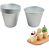Proshopping 6 Packs Popover Pan， Large Individual Muffin Mold, Aluminium Pudding Cup, Chocolate Molten Mould, Raspberry Souffle Baking Maker, Brownie Tumbler -for Pie, Egg Tart, Cake (Size 3.4"x 3.2")
