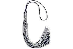Endea Graduation Mixed Double Color Tassel with Silver Stacked Date Drop (Navy Blue/Silver, 2026)