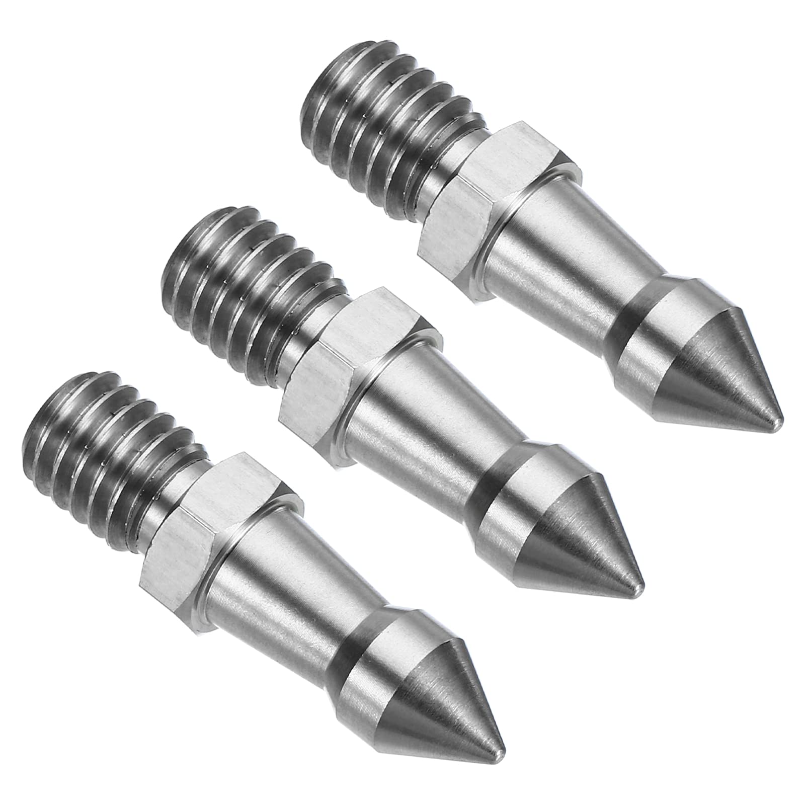 PATIKIL 3/8 Inch Thread Tripod Spike, 3 Pack Camera Tripod Ground Spike Screw Stainless Steel Spike Mount Adapter for Monopod Style 2, Silver