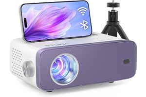 Mini Projector, VOPLLS 1080P Full HD WiFi Bluetooth Portable Projector, Outdoor Home Theater Movie Video Projector, 50% Zoom, Compatible with HDMl, USB, AV, Smartphone (15000L)