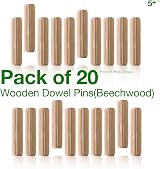 5 Plus 6mm x 30mm Wooden Dowel Pins Pack 20 Fluted Chamfered Ends view 7
