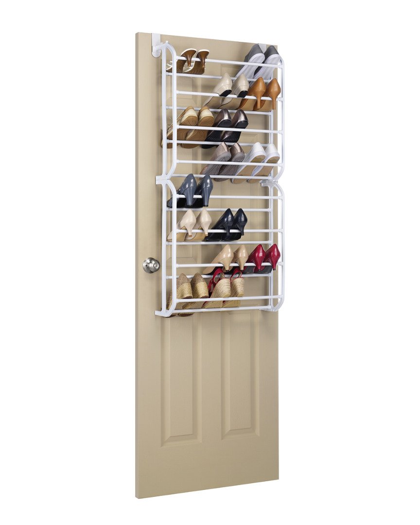 Whitmor 24 Pair Over The Door Shoe Rack-White