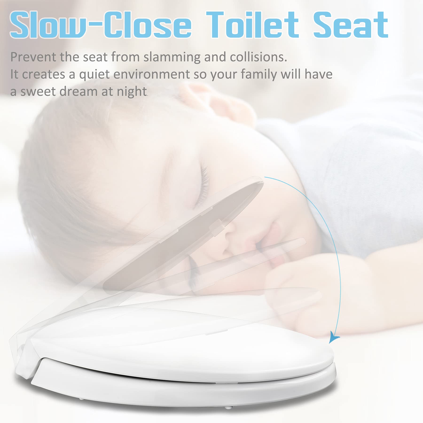 SS114 Toilet Seat Replacement Compatible with TOTO, Elongated Soft Close Toilet Seat for SS113/SS154/SS204/SS214/SS224, Transitional Slow-close & Heavy Duty, with 2-Pack Toilet Bolts and Nuts, White