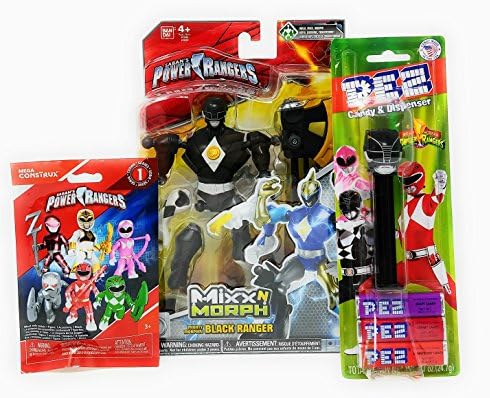 Power Rangers Mixx n Morph Mighty Morphin Black Ranger Mega Construx Mystery Bag #1 With PEZ Dispenser and Candy