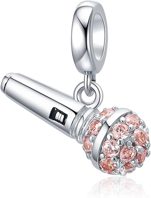 SOUKISS I Love Music Microphone Voice Charms 925 Sterling Silver