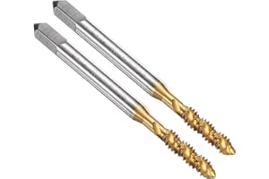 uxcell 2pcs Spiral Flute Thread Taps 6-32 UNC 2B Machine Threading Tap Bit, Titanium Coated Screw Tapping Repair Tool, M2 Hig
