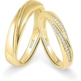 Meissa 2Pcs Couple Rings for Men and Women 925 Sterling Silver Wedding Band Matching Promise Rings Size Adjustable Handmade Bridal Jewelry Size 3-10